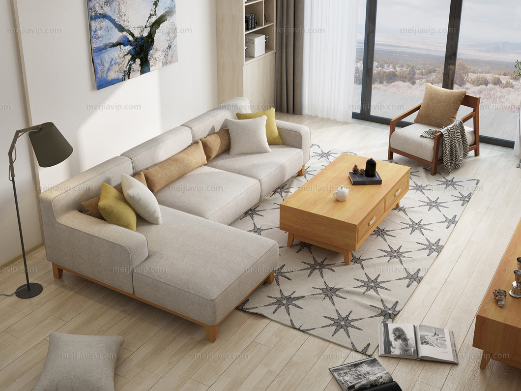 【纳德威】北欧宜家布艺沙发组合 小户型型客厅转角贵妃 (1 3 右贵妃)