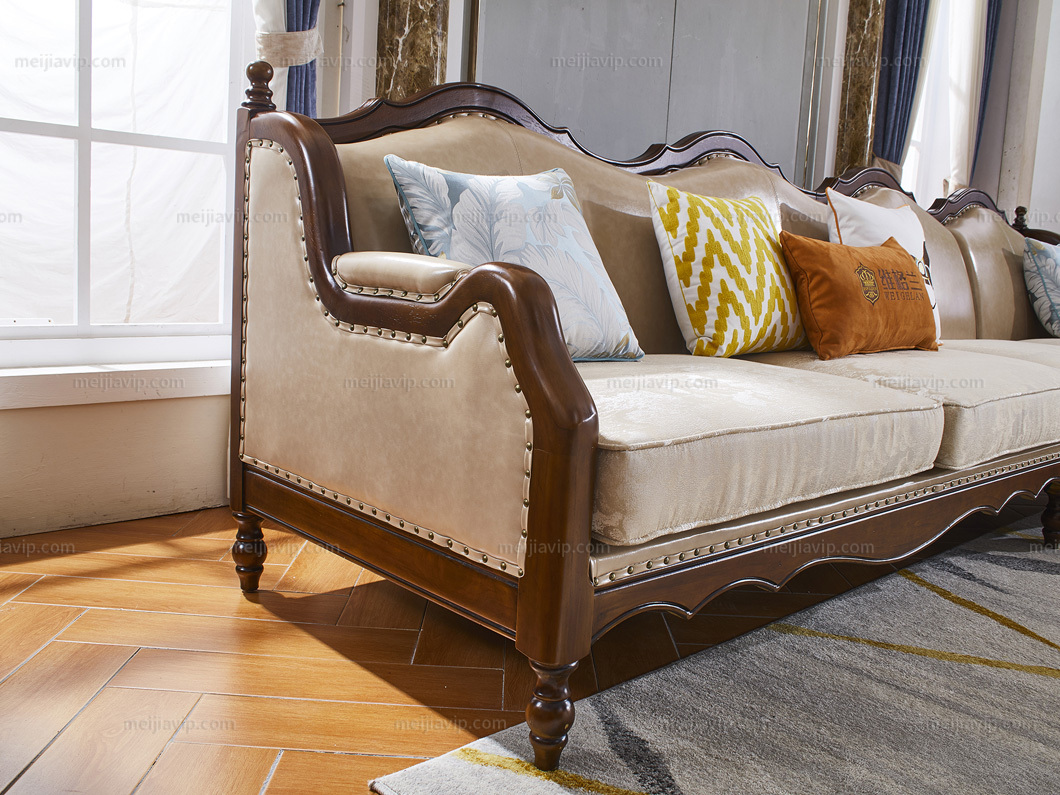 坚固有形 金丝柚木色 颜色靓丽 店长推荐 美式转角沙发(1 3 左贵妃)