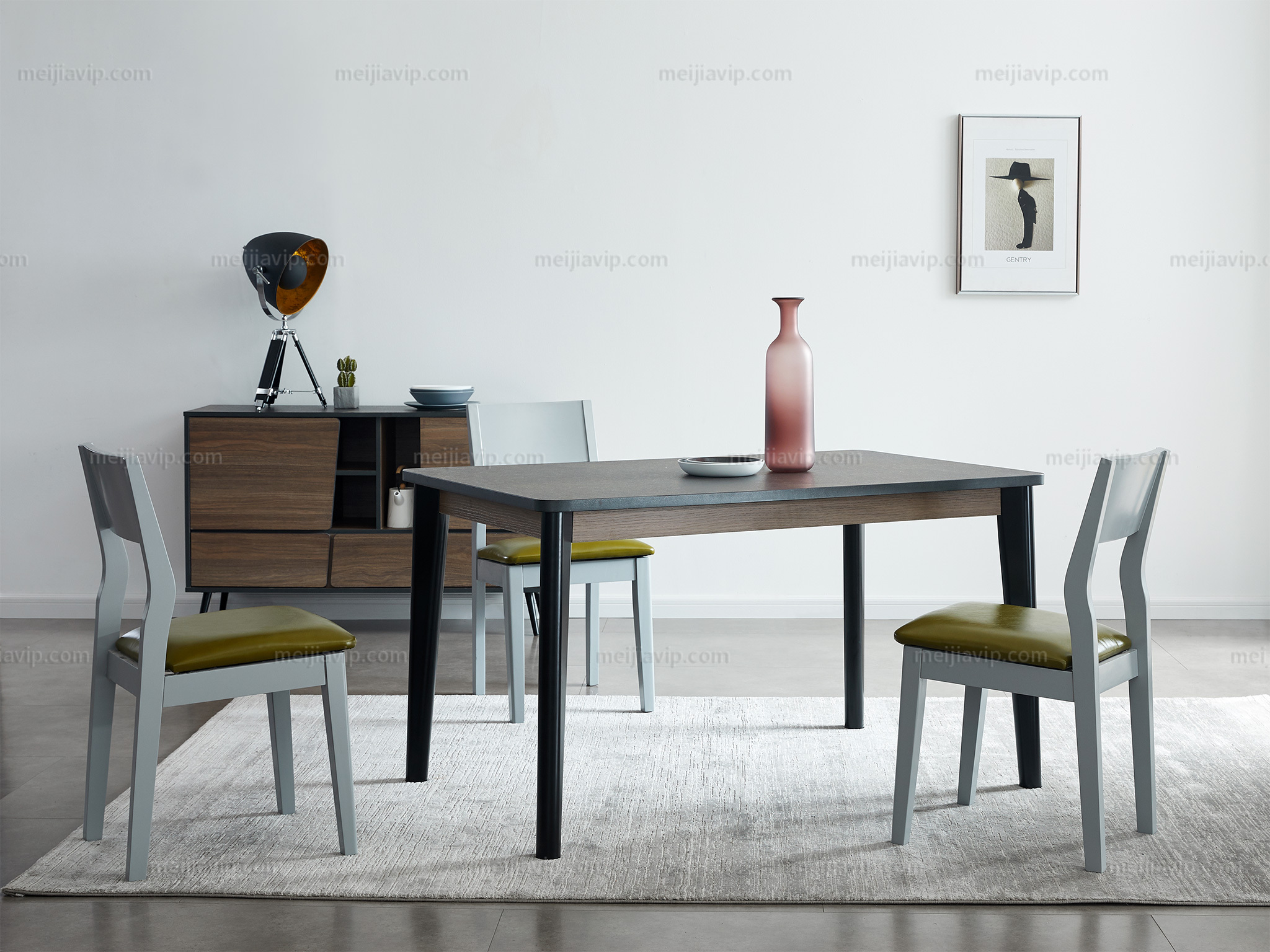 喔木居 现代极简 做旧工业风 长方形1.3米板式餐桌