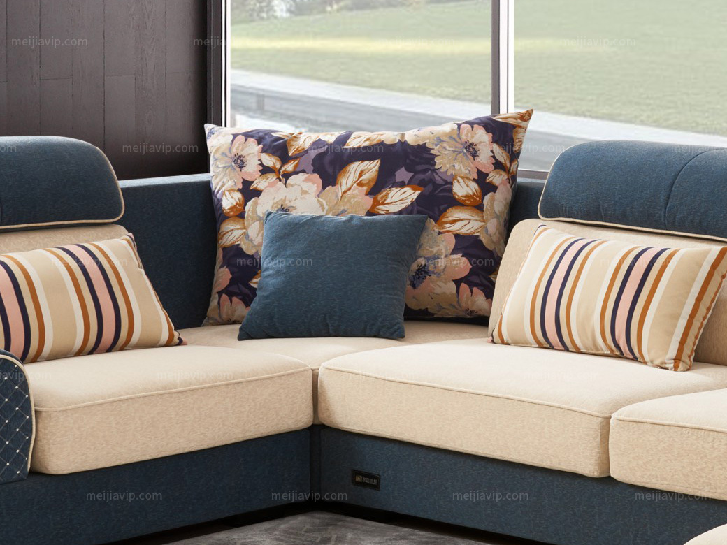 家百利 现代简约布艺植绒沙发组合 大小户型沙发组合u型整装客厅沙发