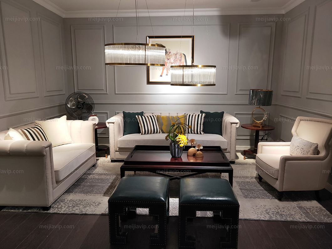 简美古驰 新美式系列沙发组合 2 3(架皮座布)组合